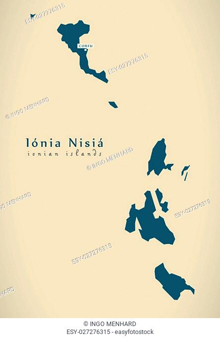 Modern Map - Ionia Nisia Greece GR illustration