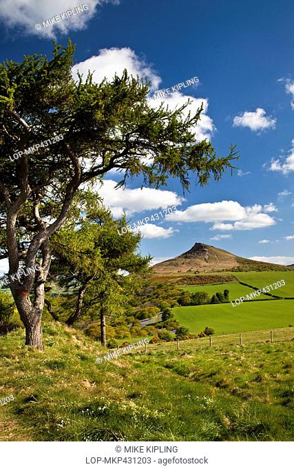 England, North Yorkshire, Great Ayton. Roseberry Topping, a distinctive hill the shape of which has led to comparisons with the Matterhorn in Switzerland