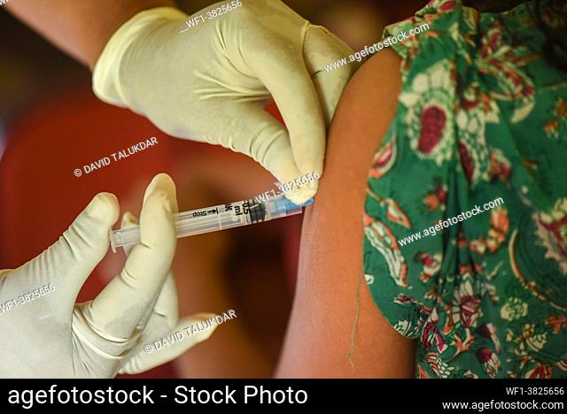 Beneficiaries getting vaccine against Covid-19 coronavirus disease in Guwahati. India today reported the biggest single-day spike of COVID-19