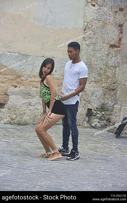 Sexy dancing in Plaza San Francisco, Havana, Cuba
