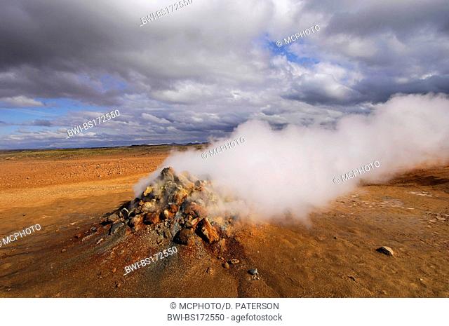 steaming geothermal vent or fumarole at Hverarond near Myvatn, Iceland