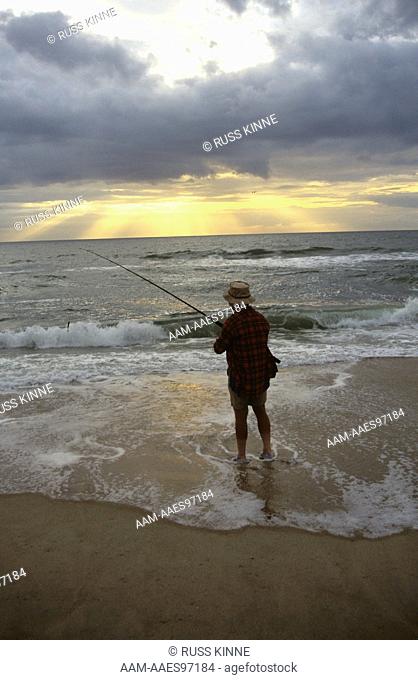 Surf Fisherman fishing for Bluefish, Outer Banks, North Carolina