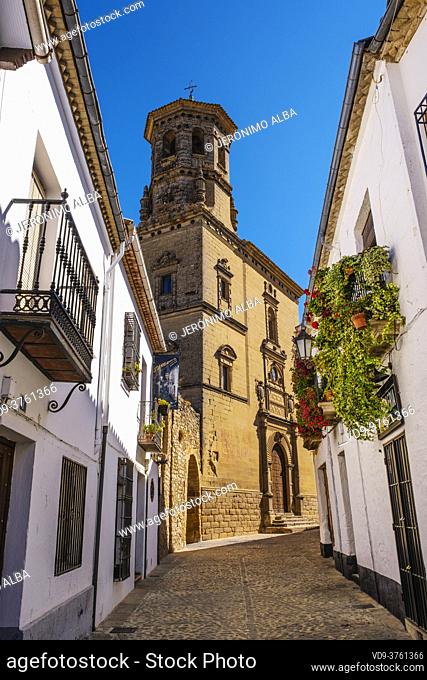 Old University, Chapel of San Juan Evangelista and street of the historic center, Baeza, UNESCO World Heritage Site. Jaen province, Andalusia