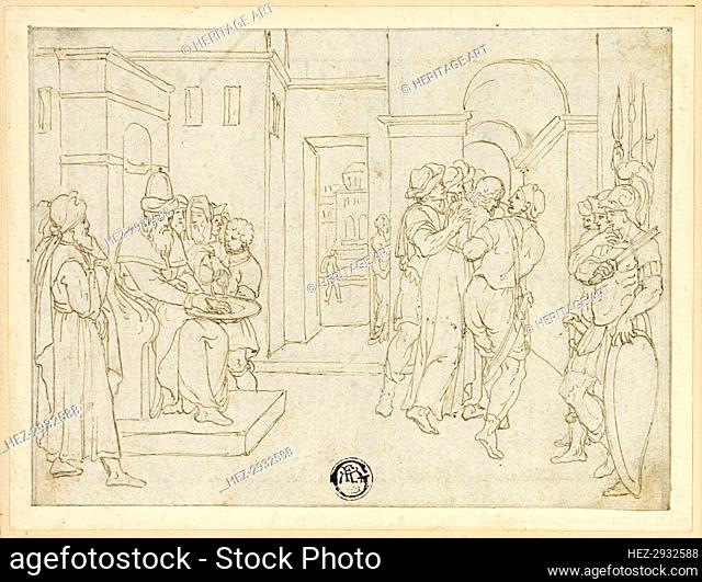 Pilate Washing His Hands, with Christ Being Led Away, 1575-1599. Creator: Unknown
