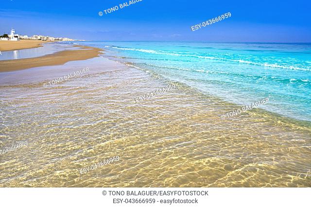 Playa de la Mata beach in Torrevieja of Alicante in Spain at Costa Blanca