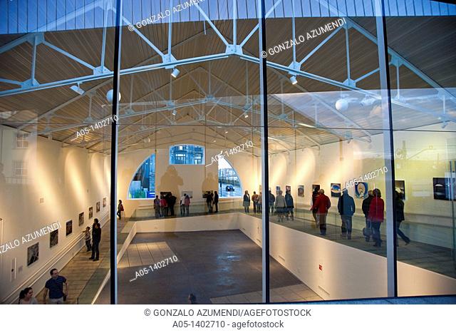 Exhibition about Oscar Niemeyer in 'La grapa' bridge, Aviles, Asturias, Spain