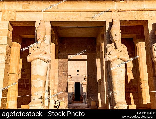 Ancient statues in Hatshepsut Temple, the famous landmark of Luxor