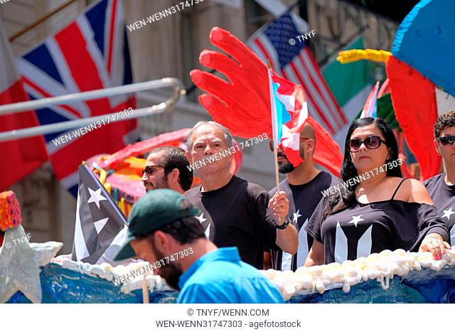 2017 Puerto Rican Day Parade Featuring: Oscar Lopez Rivera, Mayor DeBlasio, Scott String, Atmosphere Where: Manhattan, New York