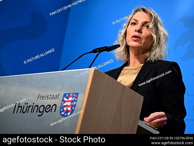 28 November 2023, Thuringia, Erfurt: Susanna Karawanskij (Die Linke), Thuringia's Minister for Infrastructure and Agriculture