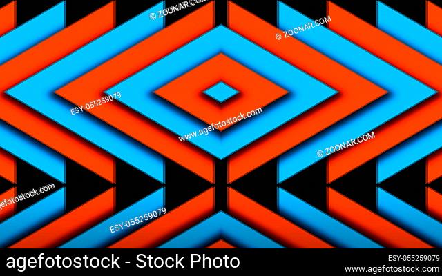Abstract composition of bright arrows. Seamless loop