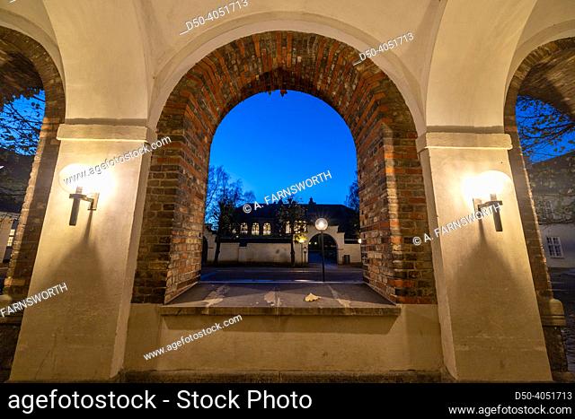 Copenhagen, Denmark An old arched passageway at the Christiansborg Palace, site of government and Parliament