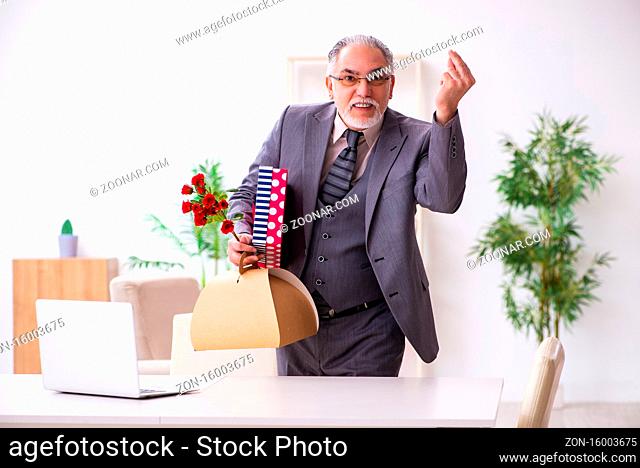 Old man in romantic concept