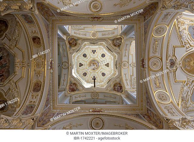 Magnificent dome of the Basilica of St. Lorenz, a former Benedictine abbey church of the Prince Abbot of Kempten, today the Parish Church of St