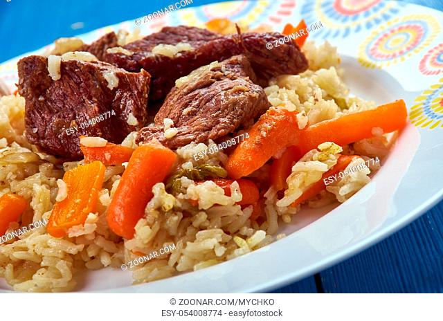 qaboli pilaf - Kabuli palaw is a northern Afghan dish, a variety of pilaf, consisting of steamed rice mixed with raisins, carrots, and lamb
