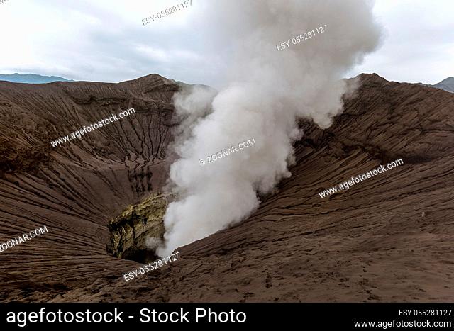 Mountain Bromo volcano on island Java - Indonesia- travel and nature background