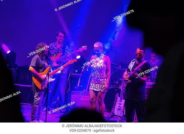 Musician Raimundo Amador. Summer music festival concert, white village of Mijas Pueblo. Malaga province, Costal del Sol. Andalusia, Southern Spain