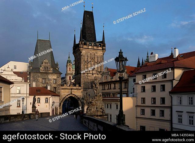 Charles Bridge, Lesser Town Bridge Tower, St. Nicholas Church, Prague, Czech Republic