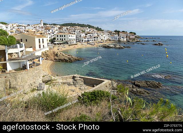 Calella de Palafrugell, Catalonia, Spain Girona near of Barcelona on September 22, 2020. Scenic fisherman village with nice sand beach and clear blue water in...
