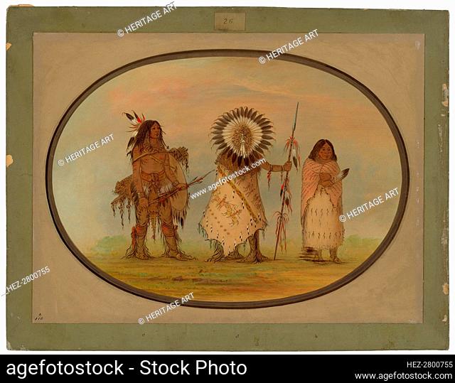 Crow Chief, His Wife, and a Warrior, 1861/1869. Creator: George Catlin