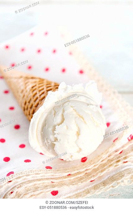 Coconut ice cream wafer cone