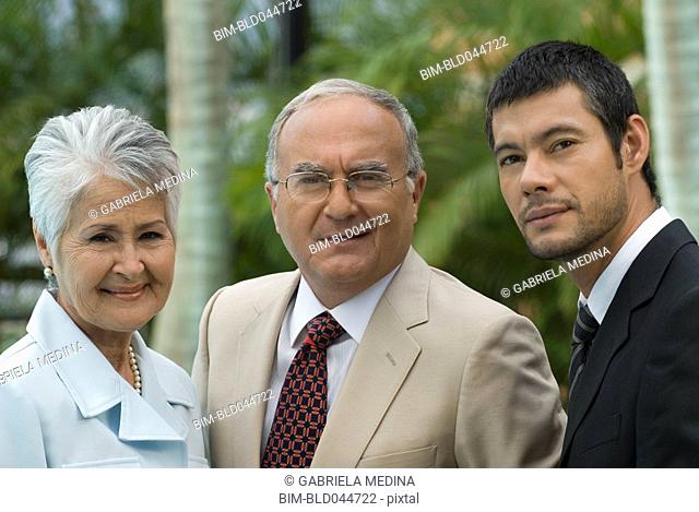 Portrait of Senior Hispanic parents and adult son