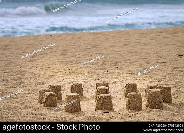 Sand cakes on the beach by the sea. (CTK Photo/Petr Malina)