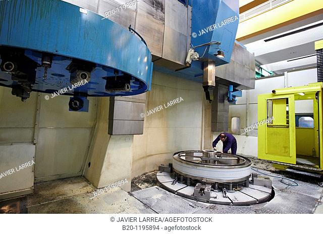 Vertical lathe for turning very large diameters and heavy workpieces, manufacture of stainless steel containers, Gipuzkoa, Euskadi, Spain