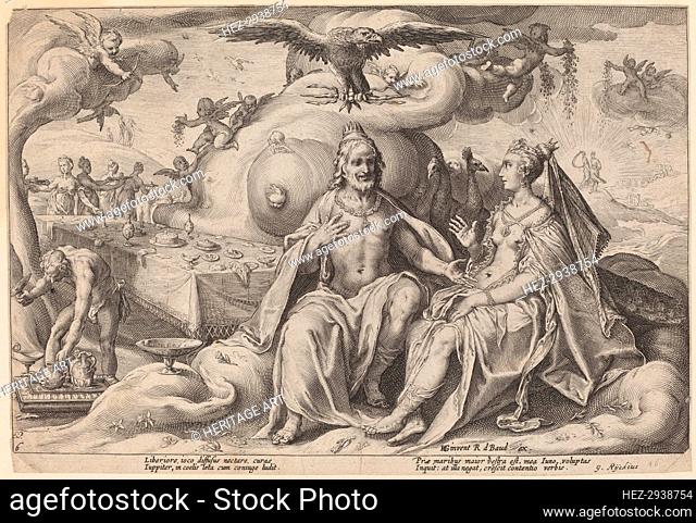 The Dispute between Jupiter and Juno, c. 1615. Creator: Goltzius, Workshop of Hendrick, after Hendrick Gol