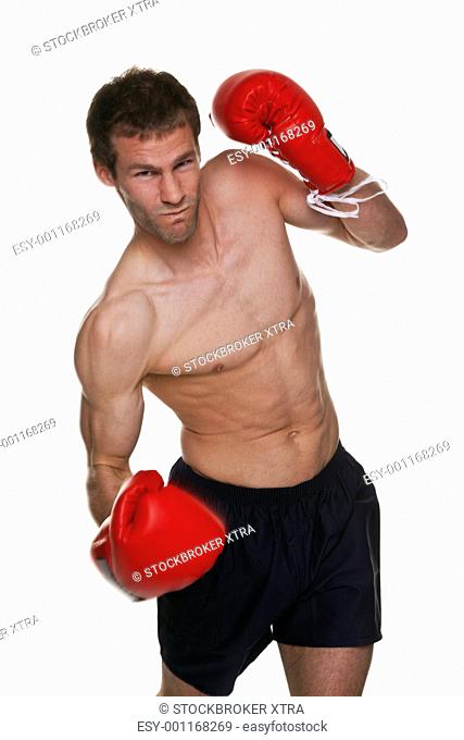 Male boxer uppercut punch