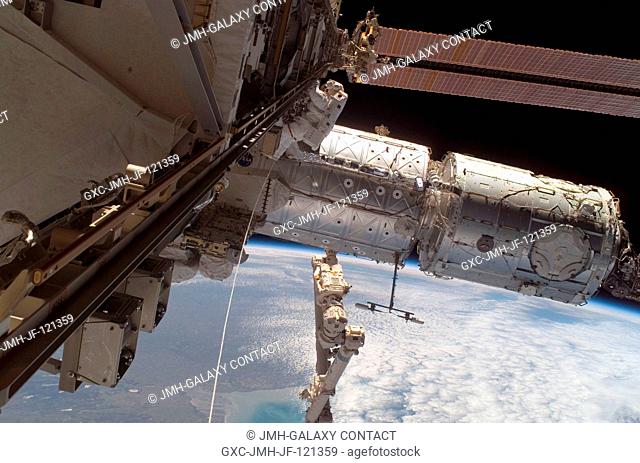 Astronaut Peggy Whitson, Expedition 16 commander, participates in a session of extravehicular activity (EVA) as construction continues on the International...
