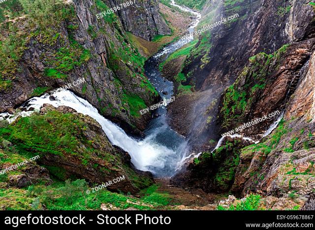 Voringsfossen Waterfall. Hordaland, Norway