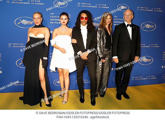 Chloe Sevigny, Selena Gomez, Luka Sabbat, Sara Driver and Bill Murray at the Gala Dinner during the 72nd Cannes Film Festival at the Palais des Festivals on May...