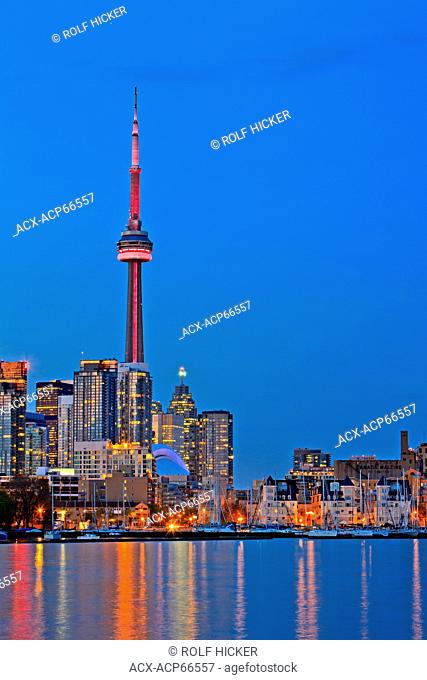 Skyline of Toronto City seen from Ontario Place, Toronto, Ontario, Canada