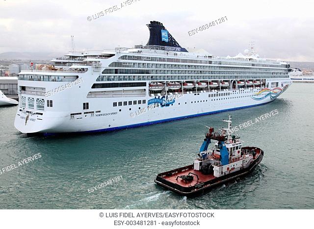 NCL cruise ship entering the port of Civitavecchia, Rome, Italy