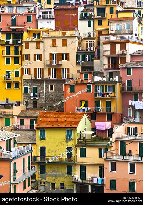 Colourful texture of Manarola village of Cinque Terre - Italy