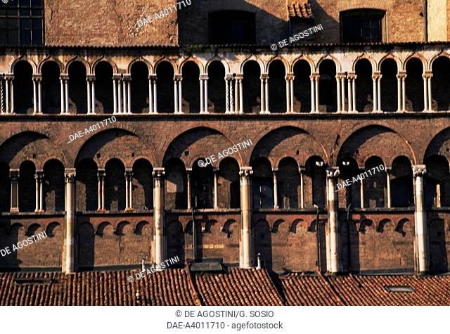 Lodges and columns on the south side of the Cathedral of St George the Martyr (12th century), Ferrara (UNESCO World Heritage List, 1995), Emilia-Romagna, Italy
