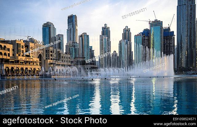 Popular location near singing fountains and Burj Khalifa. Clear Sunny day March 13, 2020