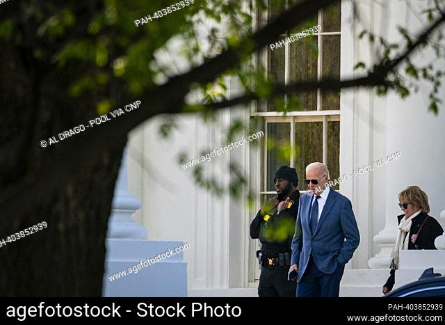 United States President Joe Biden departs with his sister, Valerie Biden Owens, from the North Portico of the White House, in Washington, US, on Tuesday