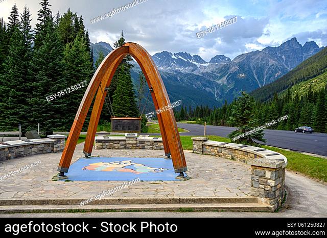The arch at Trans-Canada Highway monument, Rogers Pass National Historic Site, Glacier National Park, British Columbia, Canada