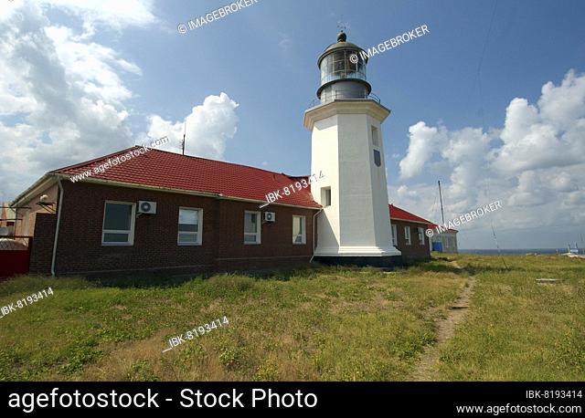 Lighthouse on Snake Island (Zmiinyi Island), Black Sea, Odessa, Ukraine, Eastern Europe, Europe