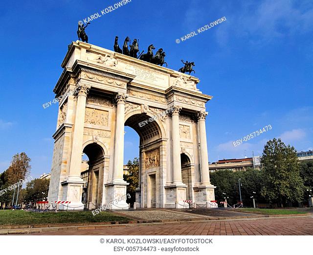 Milano - famous monument The Arch of Peace in Milan, Lombardy, Italy