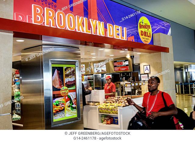 New York City, NY NYC, Queens, John F. Kennedy International Airport, JFK, inside, terminal, concourse, gate area, Brooklyn Deli, restaurant, front, entrance