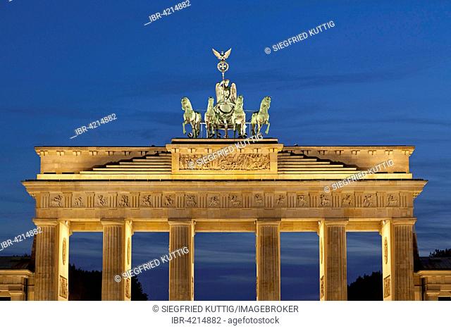 Quadriga at dusk, Brandenburg Gate, Berlin, Germany
