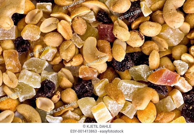 Dried fruits and nuts background