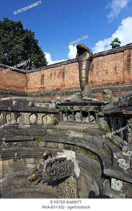 Naga Pokhari, 17th century royal baths, serpent water tank, courtyard of Royal Palace, Lu Dhawka, Durbar Square, Bhaktapur, UNESCO World Heritage Site