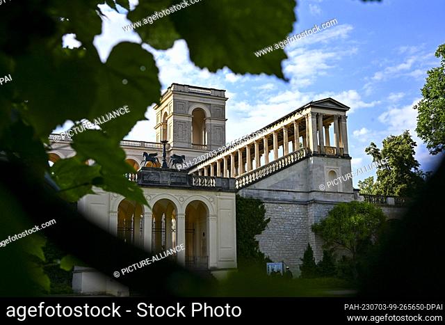 02 July 2023, Brandenburg, Potsdam: The Belvedere Pfingstberg Palace in Potsdam was built by Frederick William IV in 1847-1863 and offers Potsdam's most...