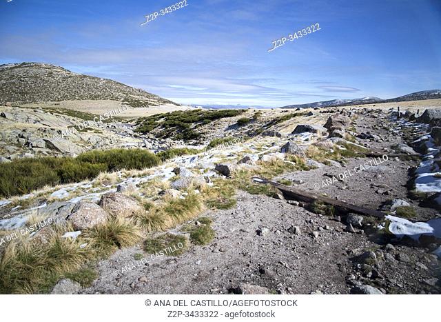 Gredos mountains way from the platform to the lake Avila Castile Leon Spain