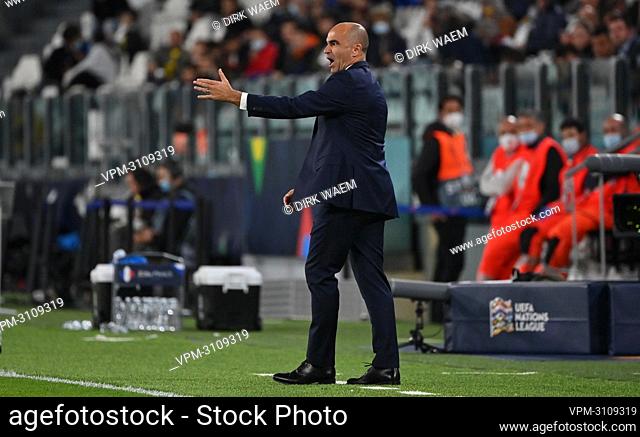 Belgium's head coach Roberto Martinez gestures during a soccer game between Belgian national team Red Devils and France, the semi-finals of the Nations League
