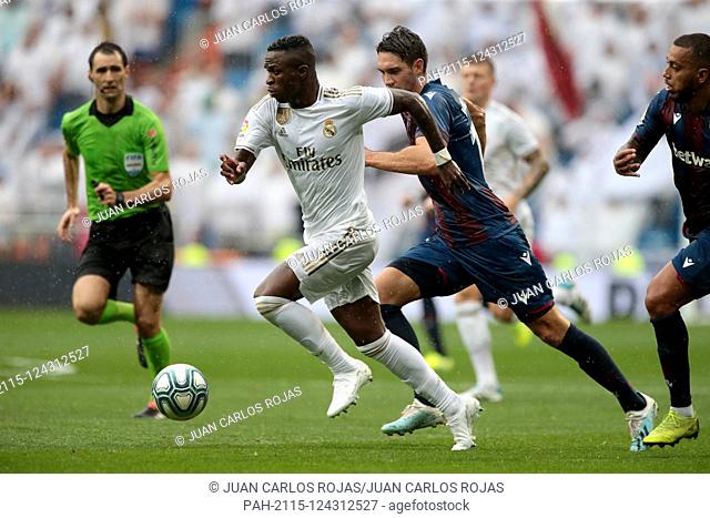 Madrid, Spain; 14/09/2019..Soccer of La Liga match 04 2019-2020 Real Madrid against Levante held at Santiago Bernabeu stadium in Madrid. .Vinicius Jr