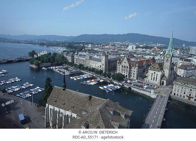 View on Zurich and Lake Zurich Switzerland